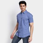 Men's 100% Cotton Casual Shirt, Mid Blue, small image number null